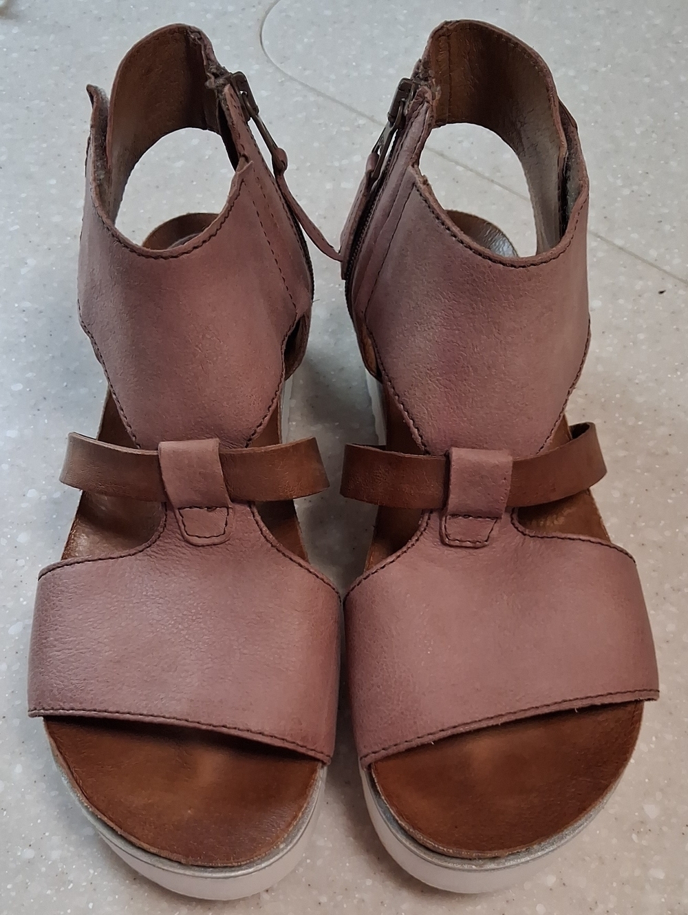 Miz Mooz Dusky Rose Leather Ankle-Strap Sandals
